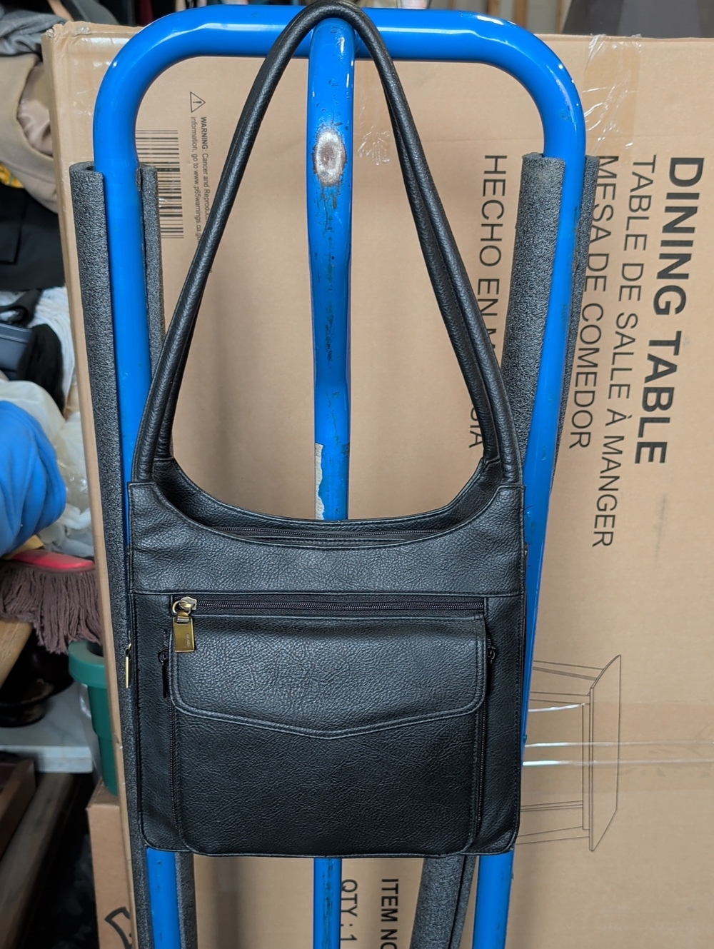 Black Leather Shoulder Bag for Men - Classic Everyday Carry